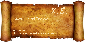 Kerti Sándor névjegykártya